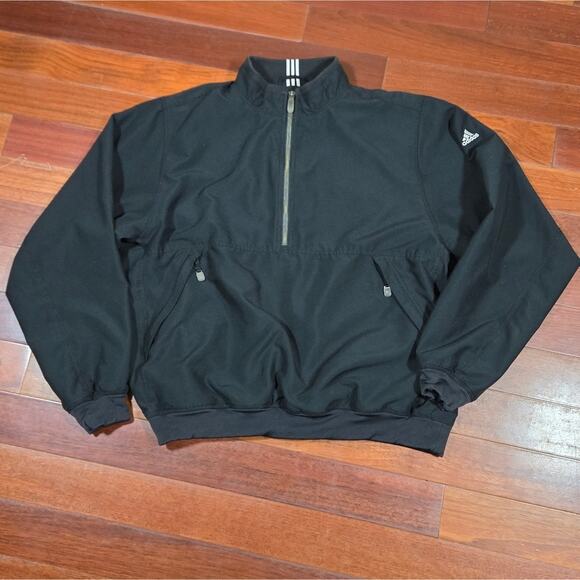 ADIDAS Men’s Vintage 2001 Black & White Pullover Tracksuit Jacket 1/2 Zip sz L - Picture 1 of 10